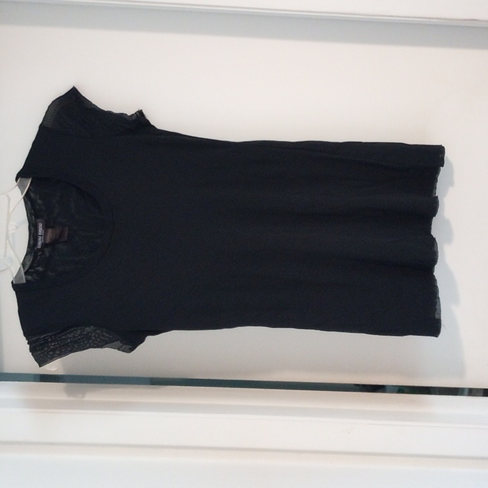 Theory Black Mesh Sleeve Top
